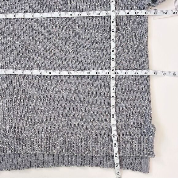 JONES NEW YORK Long Sleeve Knit Gray Sequin V-neck Sweater NWT - Picture 7 of 8